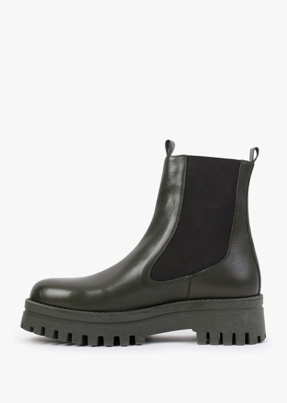 Fleat Green Leather Chelsea Boots