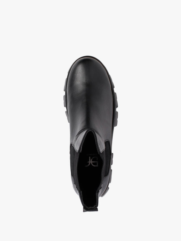 Mochy Black Leather Chunky Chelsea Boots