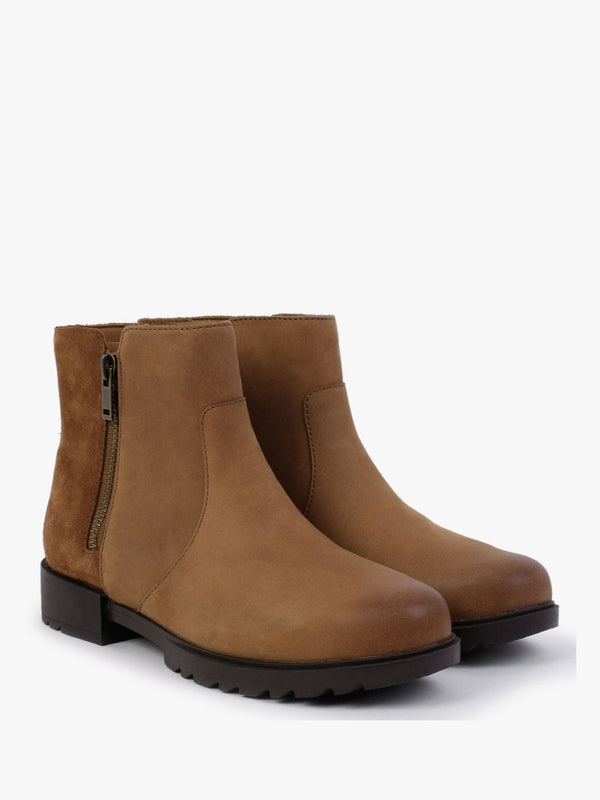 Emelie II Zip Taffy Black Leather Waterproof Ankle Boots