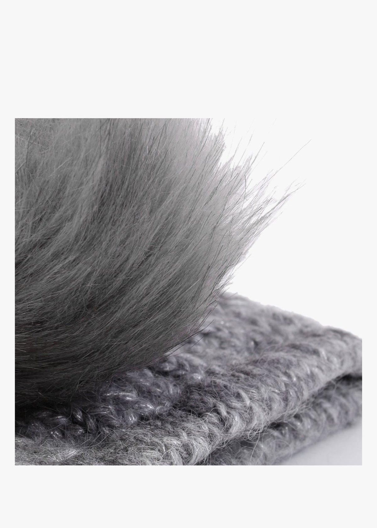 Grey Cable Knit Pom Pom Hat