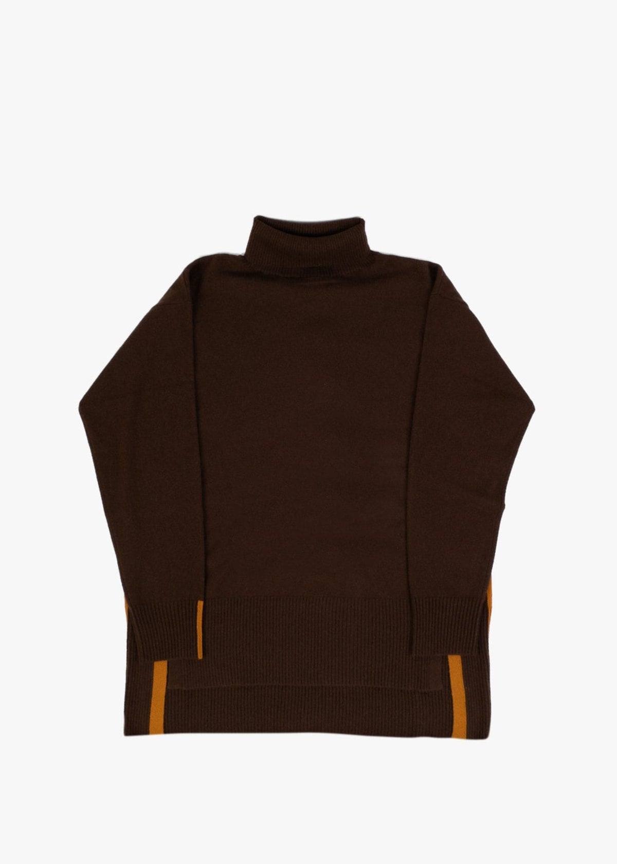 Cashmere Chocolate & Orange Boyfriend Polo Neck Sweater