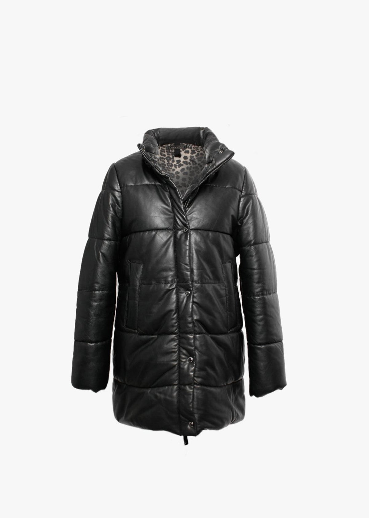 Fame Black Leather Fur Hooded Coat