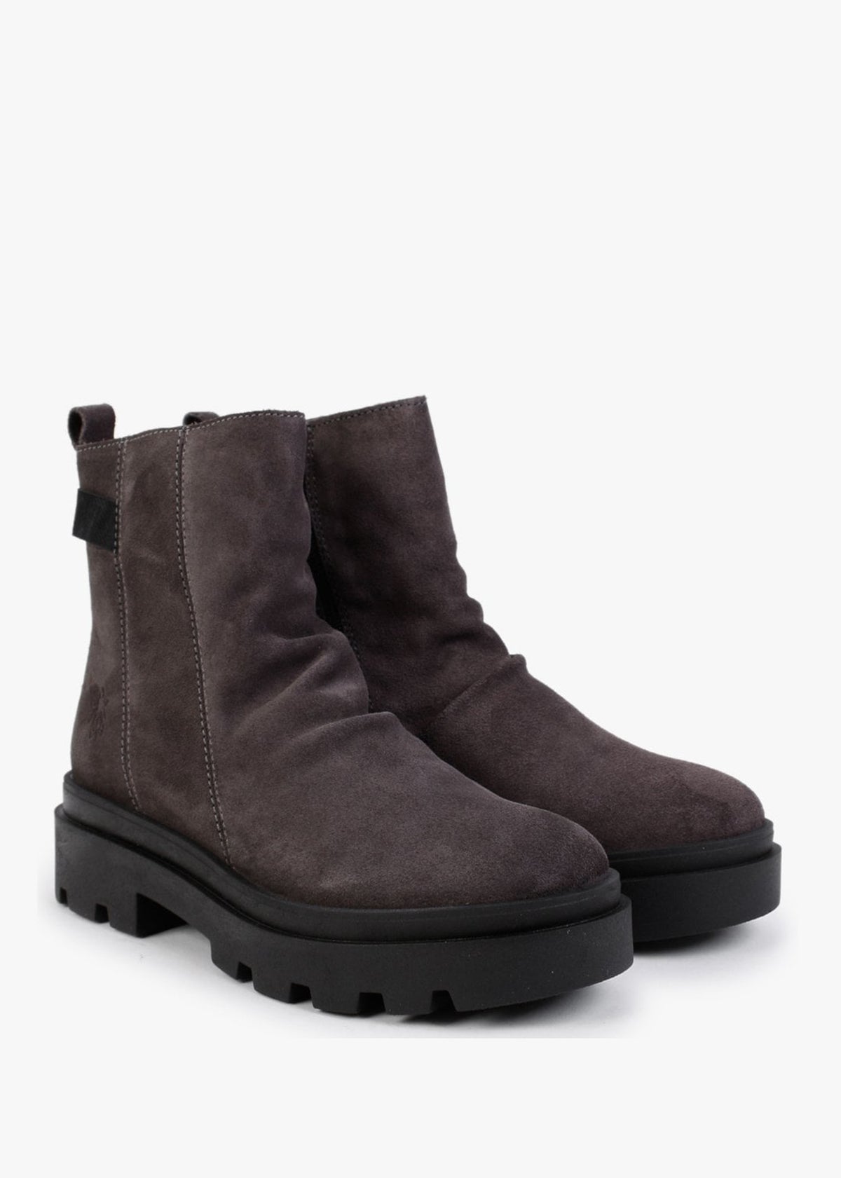 Jily Grey Suede Ruched Ankle Boots