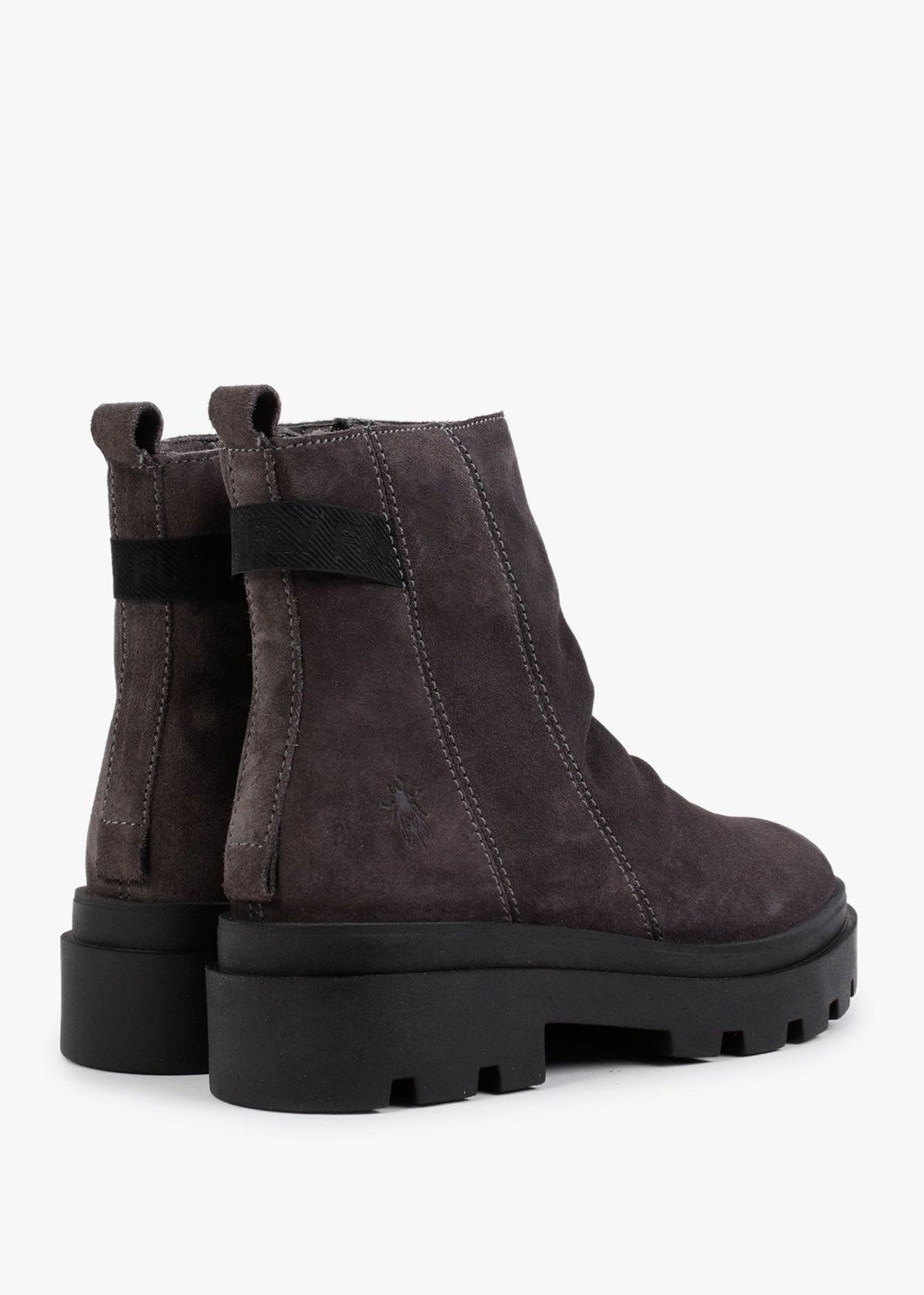 Jily Grey Suede Ruched Ankle Boots