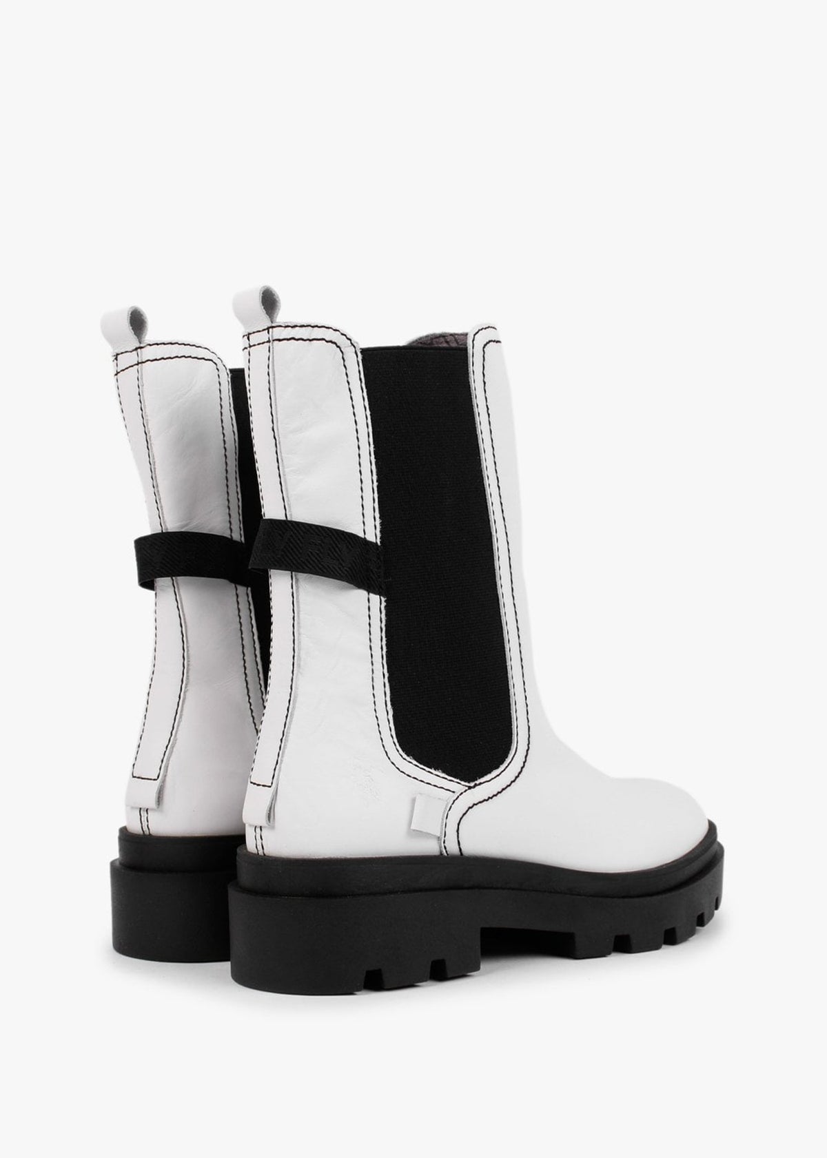 Judy White Leather Tall Chelsea Boots
