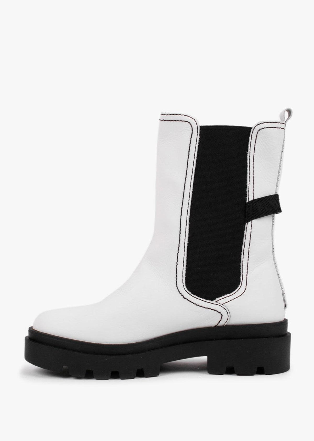 Judy White Leather Tall Chelsea Boots
