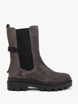 Judy Grey Suede Tall Chelsea Boots