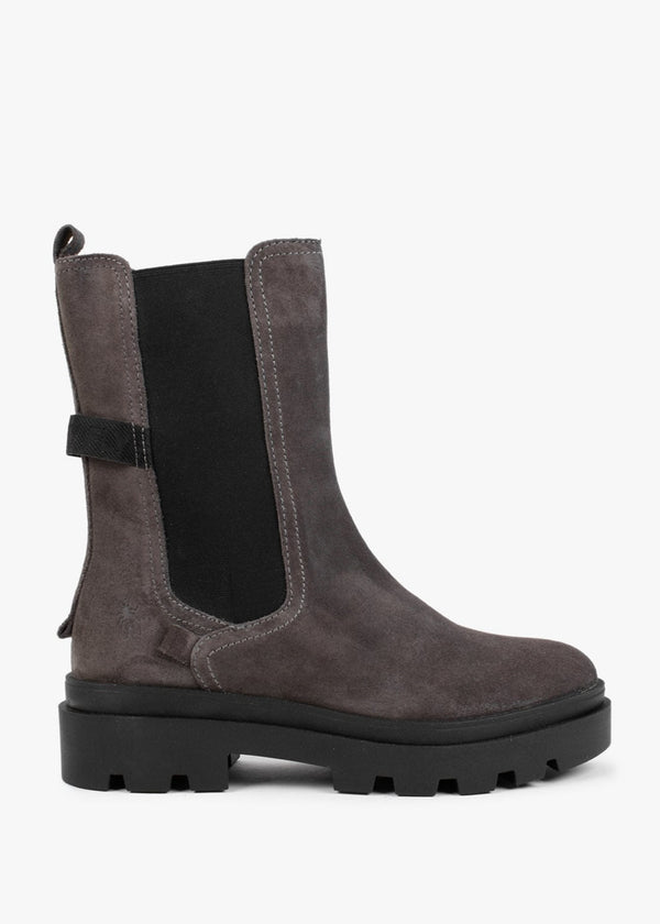 Judy Grey Suede Tall Chelsea Boots