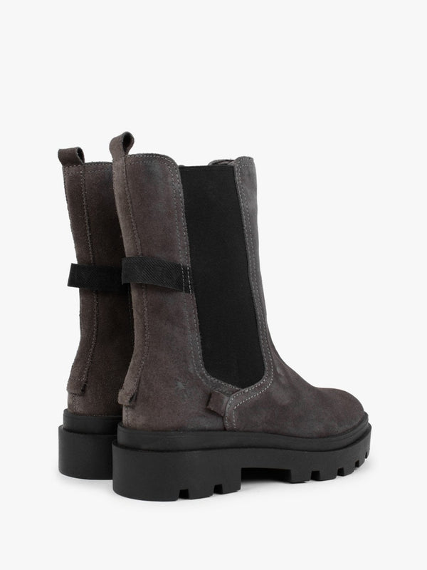 Judy Grey Suede Tall Chelsea Boots