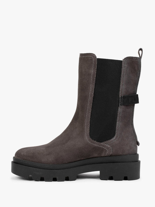 Judy Grey Suede Tall Chelsea Boots