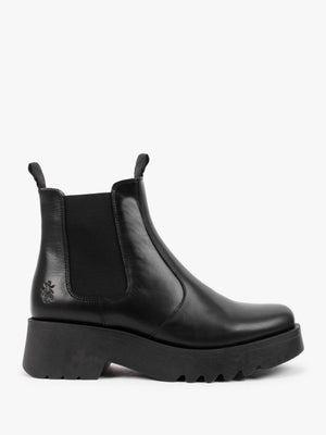 Medi Black Leather Chunky Chelsea Boots
