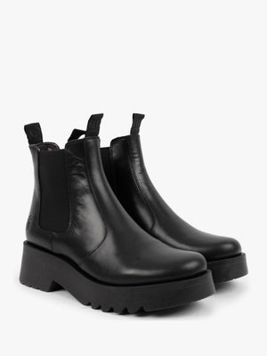 Medi Black Leather Chunky Chelsea Boots