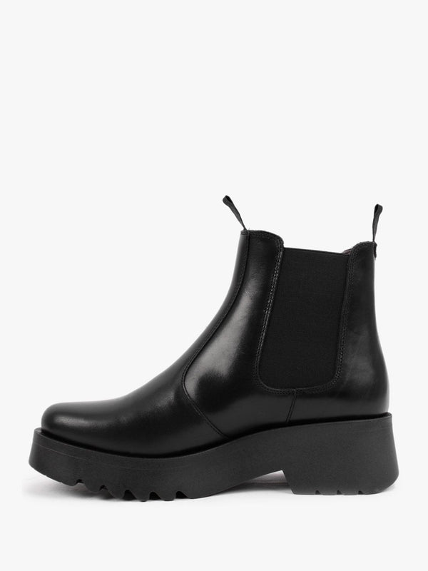 Medi Black Leather Chunky Chelsea Boots