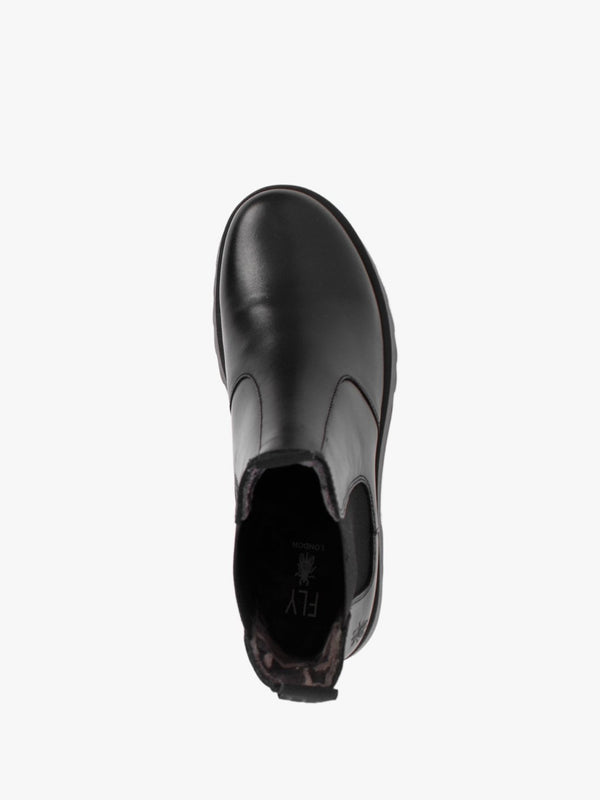 Medi Black Leather Chunky Chelsea Boots