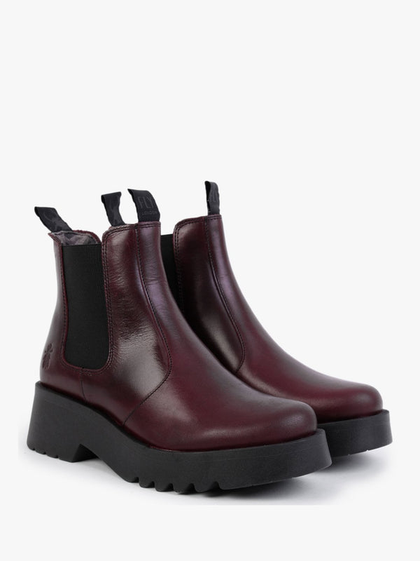 Medi Purple Leather Chunky Chelsea Boots
