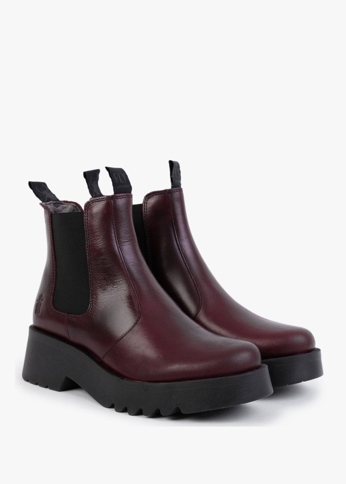 Medi Purple Leather Chunky Chelsea Boots