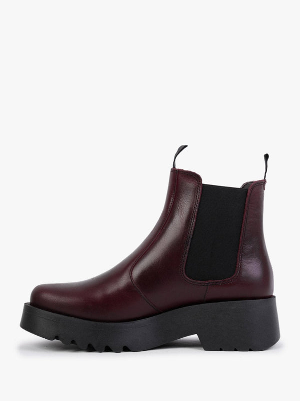 Medi Purple Leather Chunky Chelsea Boots