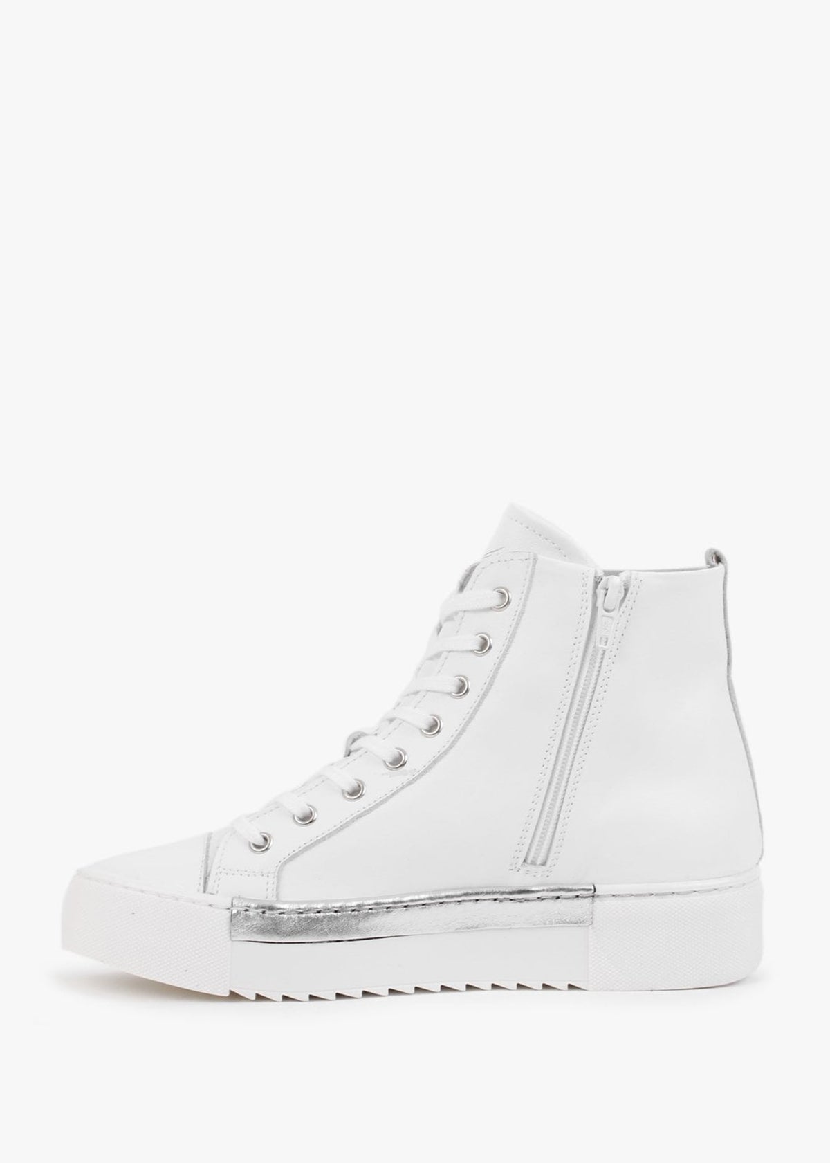 Angels White Leather Silver Wing High Top Trainers