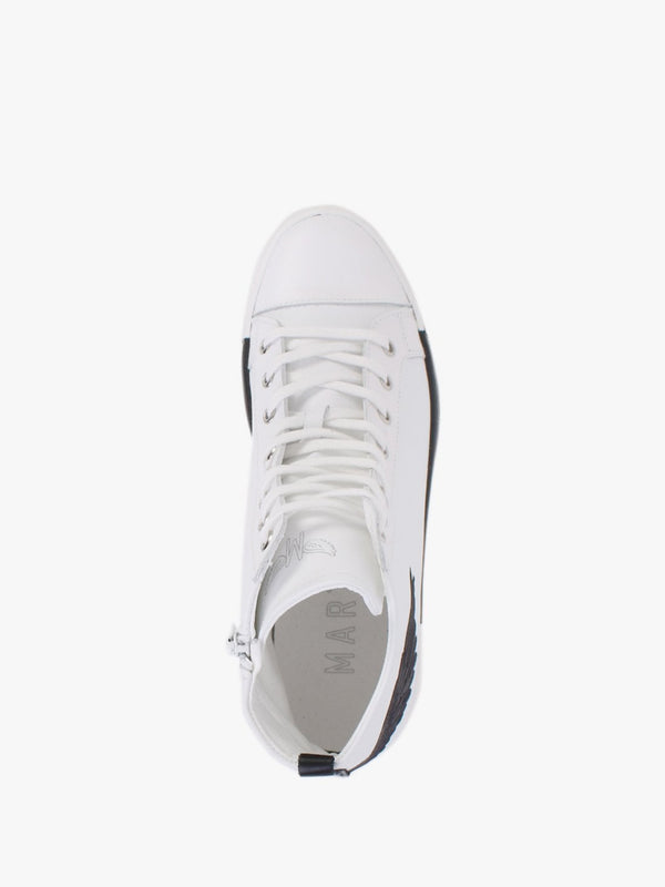 Angels White Leather Black Wing High Top Trainers