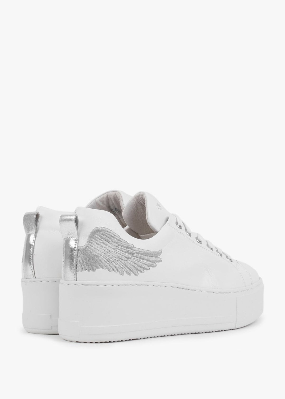 Marte Women's Angels Rise White Leather Flatform Trainers In White