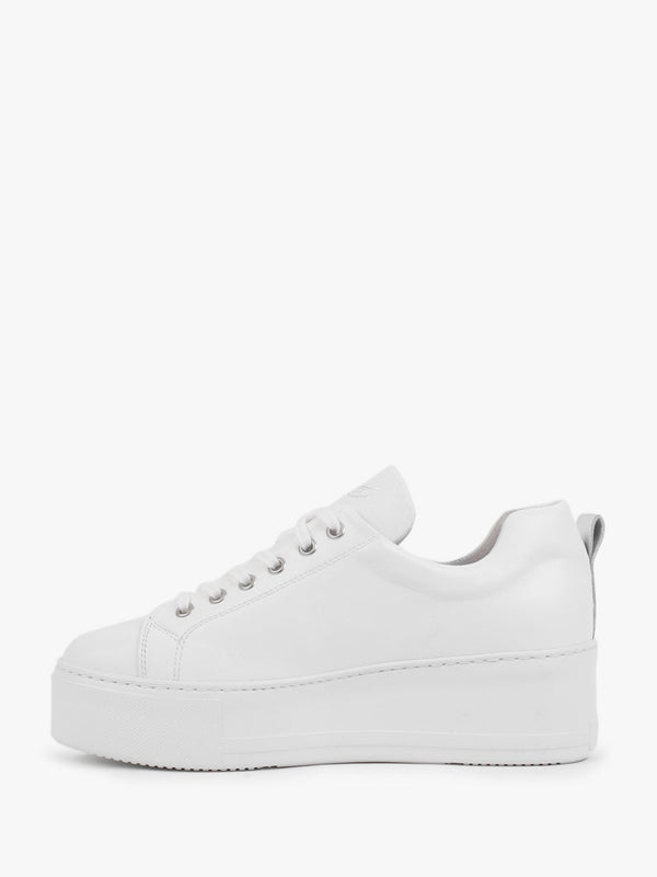 Marte Women's Angels Rise White Leather Flatform Trainers In White