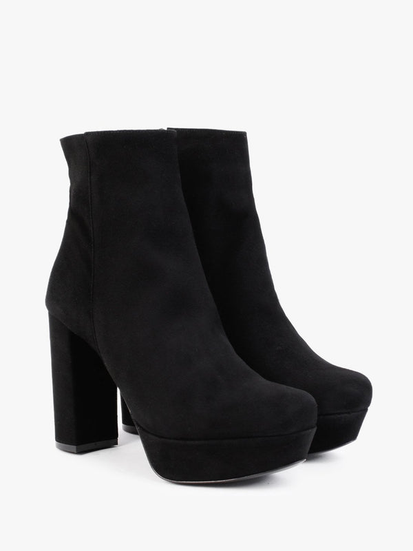 Aplatte Black Suede Platform Ankle Boots