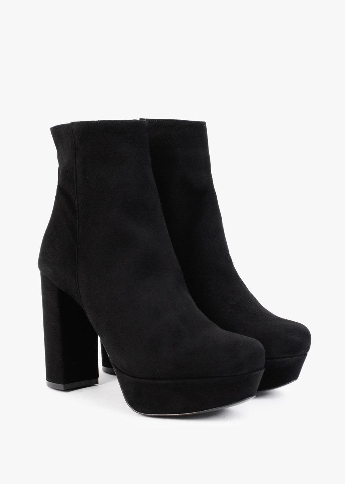 Aplatte Black Suede Platform Ankle Boots