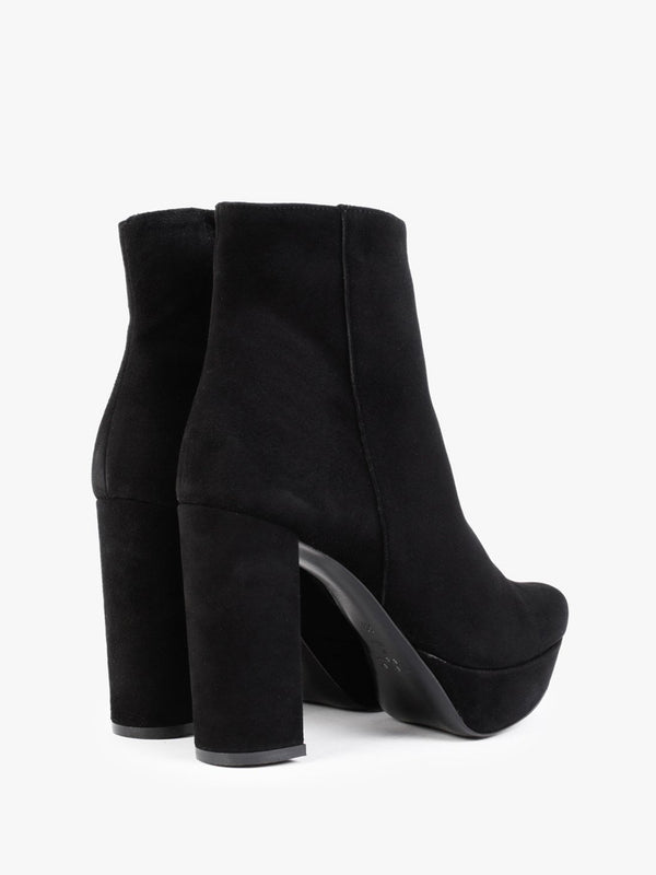 Aplatte Black Suede Platform Ankle Boots