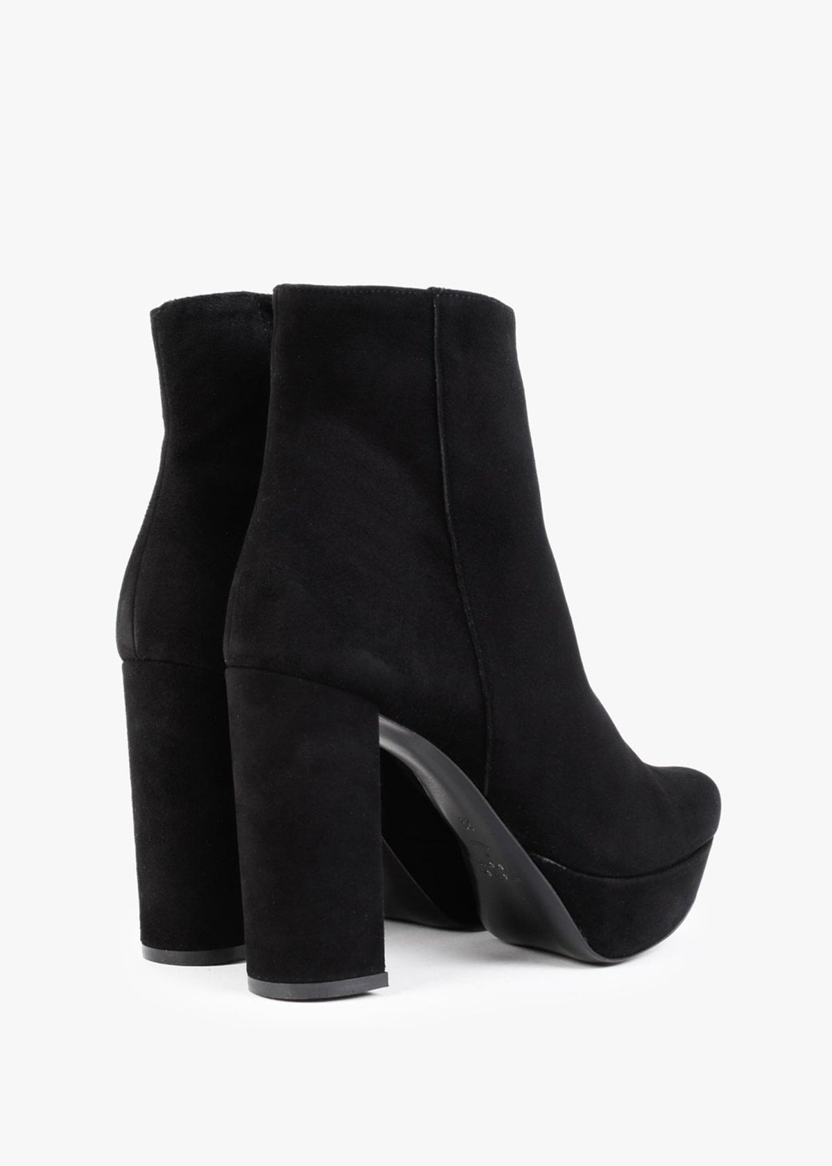 Aplatte Black Suede Platform Ankle Boots