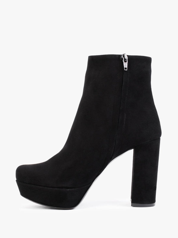 Aplatte Black Suede Platform Ankle Boots