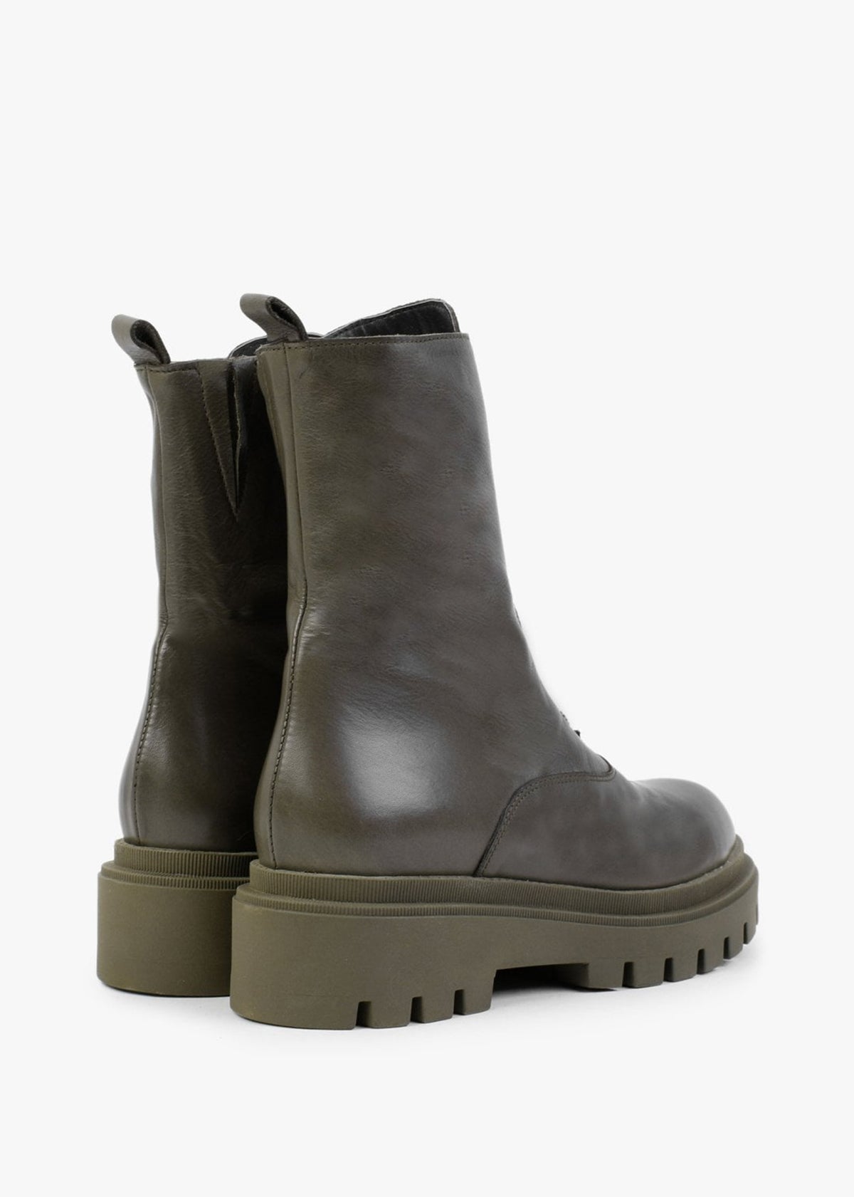Imina Green Leather Ankle Boots