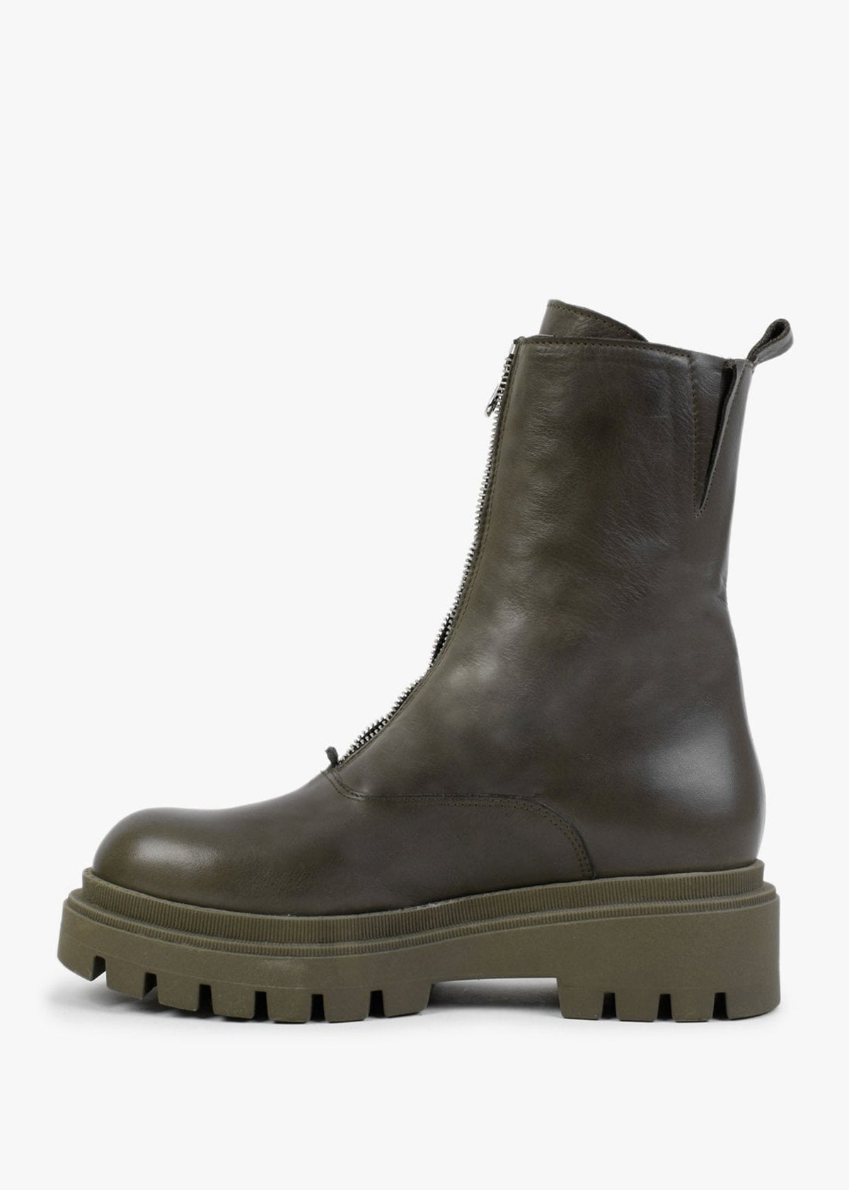 Imina Green Leather Ankle Boots