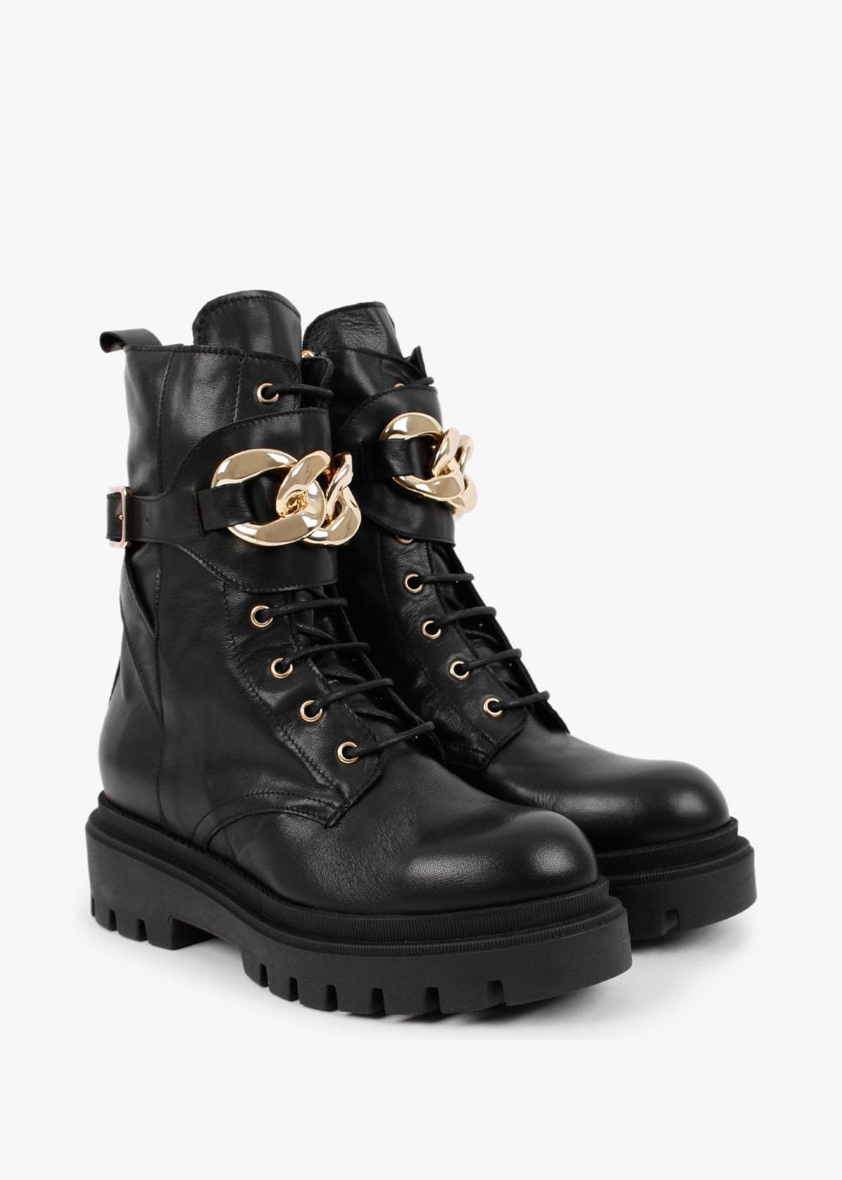 Imilie Black Leather Biker Boots