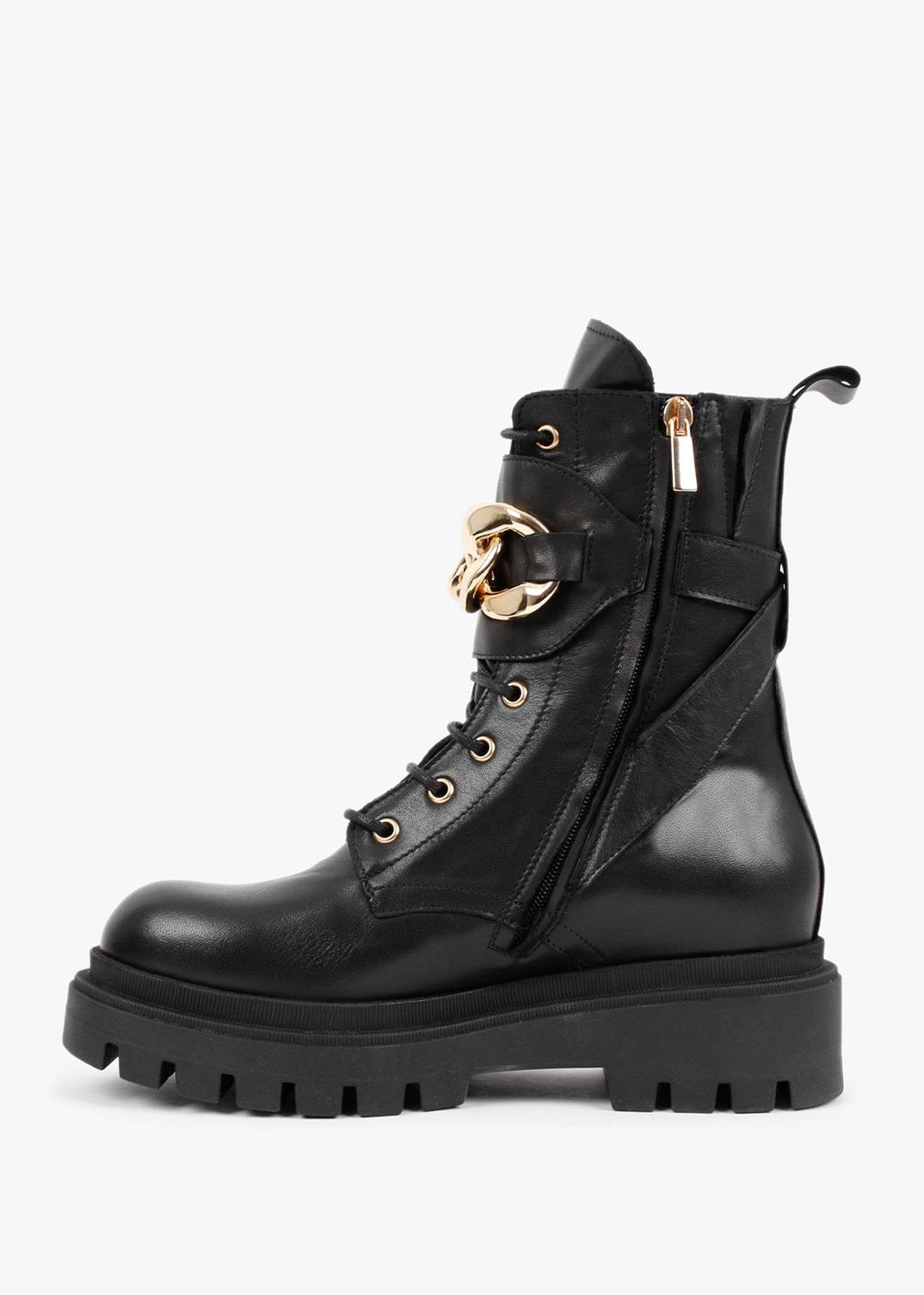 Imilie Black Leather Biker Boots