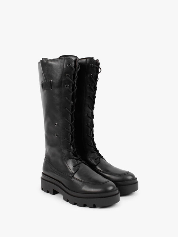 Jaba Black Leather Knee Boots