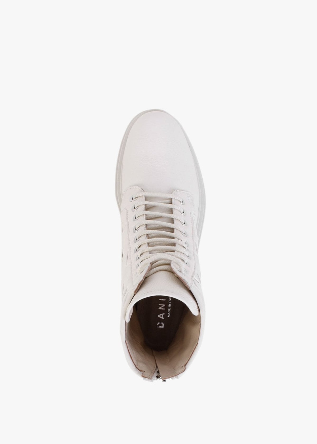 Novel Cream Leather Woven Ankle Boots