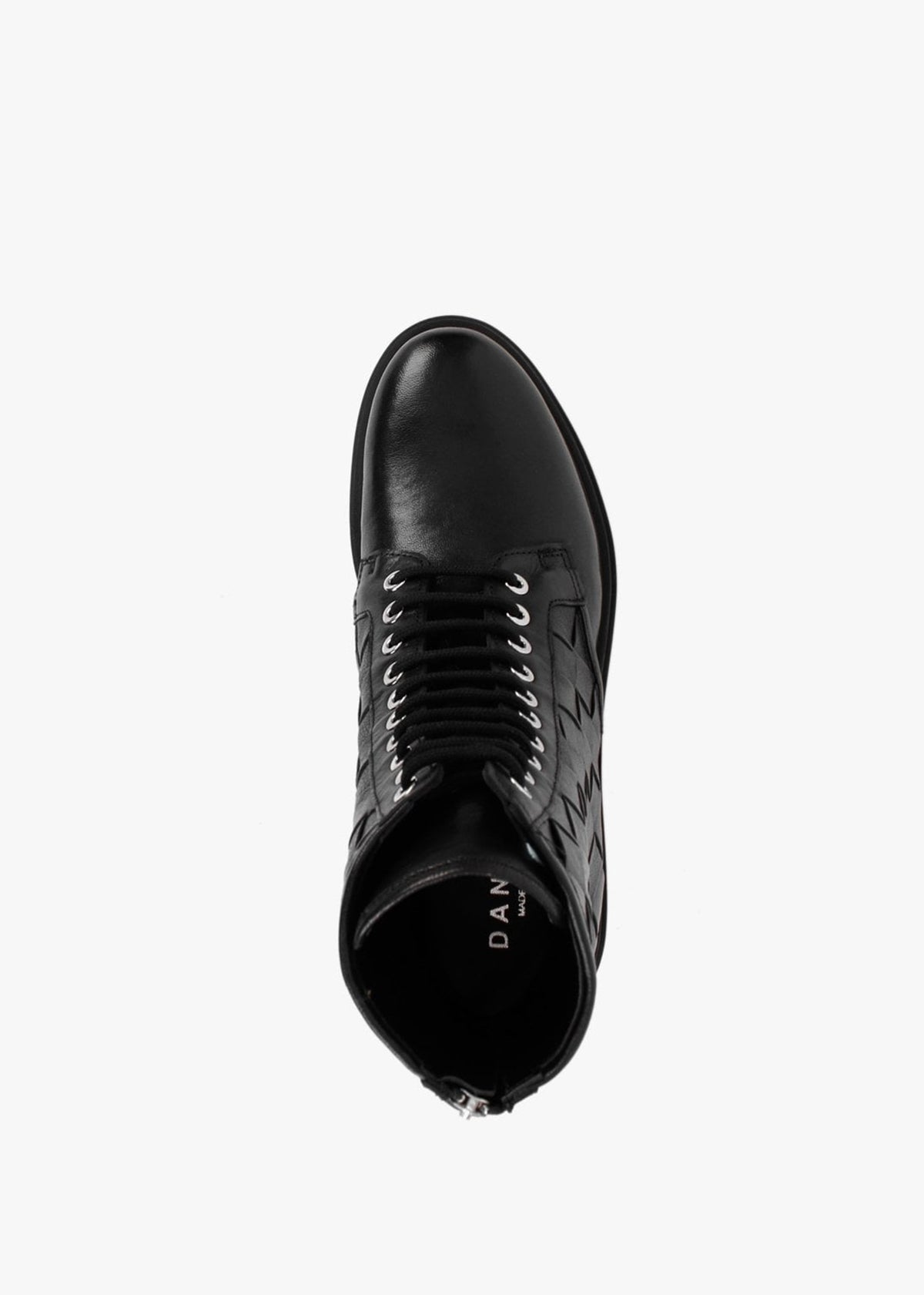 Novel Black Leather Woven Ankle Boots