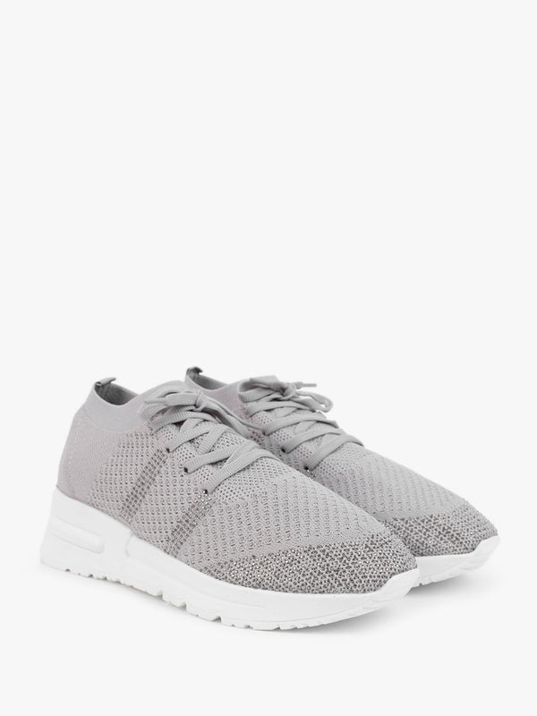Bucky Grey Sparkle Knitted Trainers