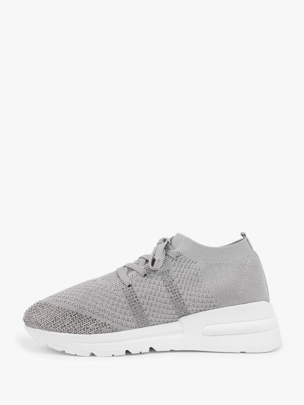 Bucky Grey Sparkle Knitted Trainers