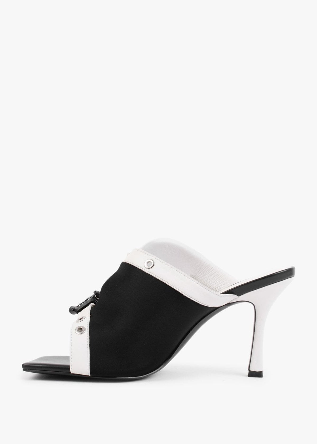 Ellen Cream & Black Leather Double Buckle Strappy Heeled Sandals