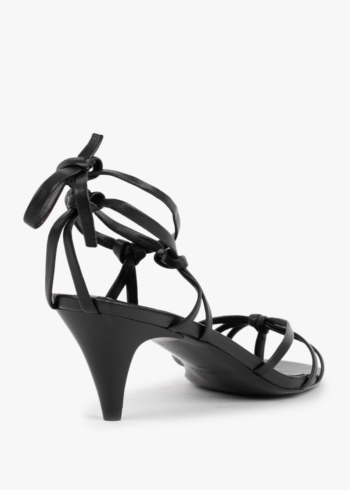 Ellie Black Leather Kitten Heel Sandals
