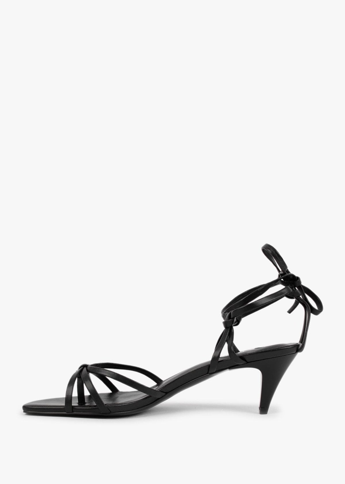 Ellie Black Leather Kitten Heel Sandals