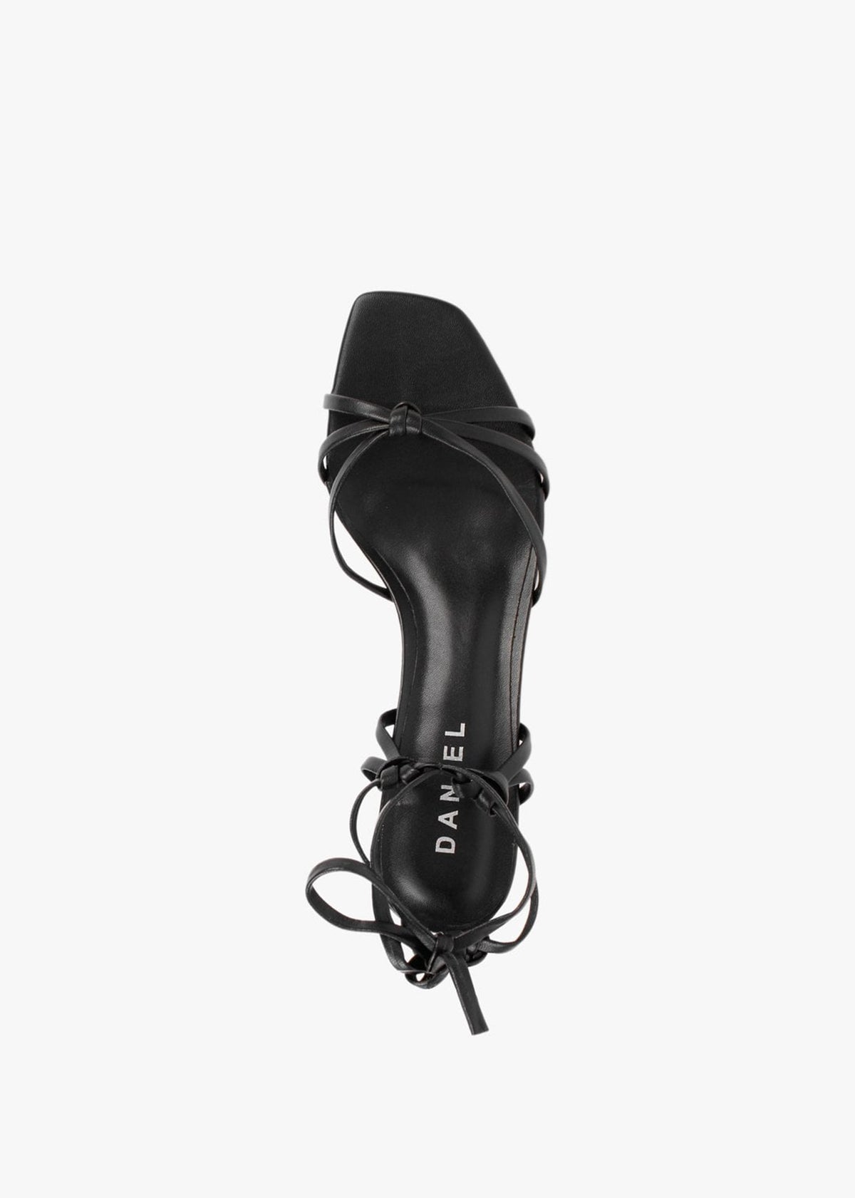 Ellie Black Leather Kitten Heel Sandals