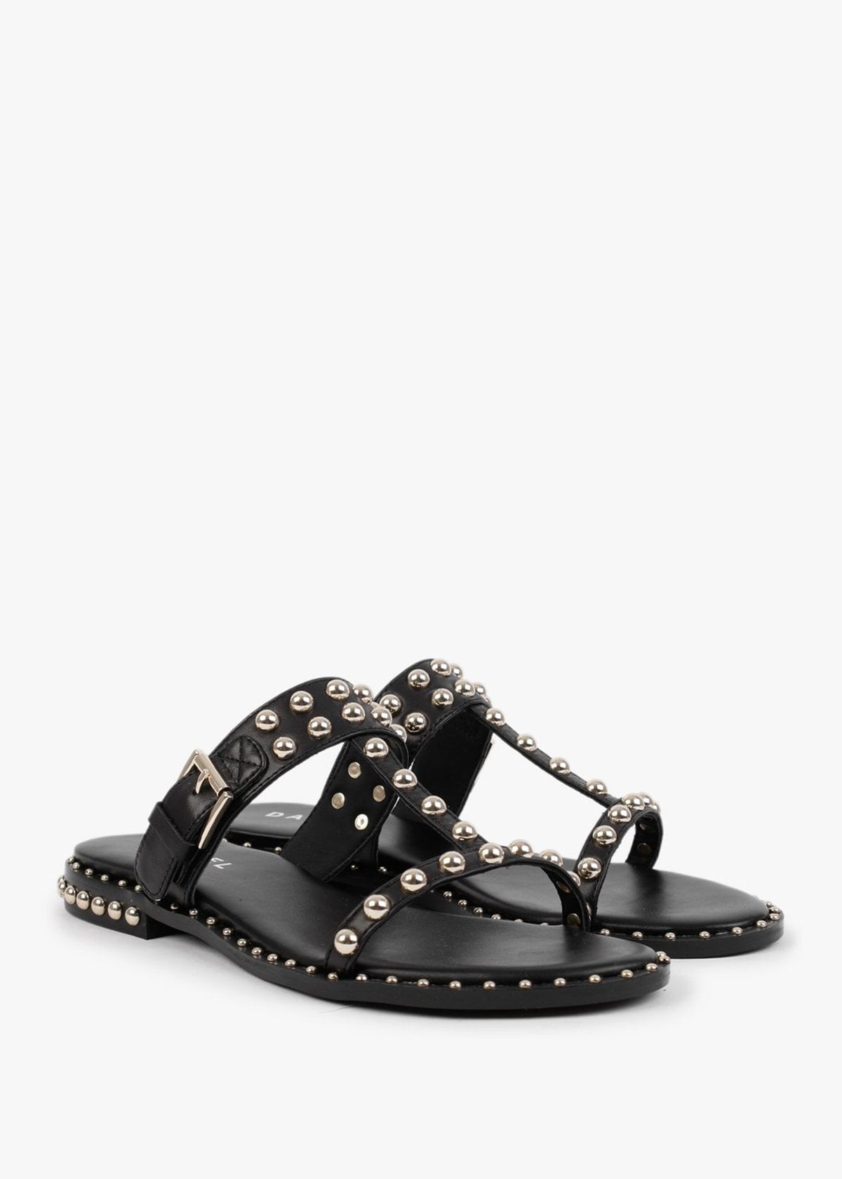 Eternity Black Leather Studded Mule Sandals