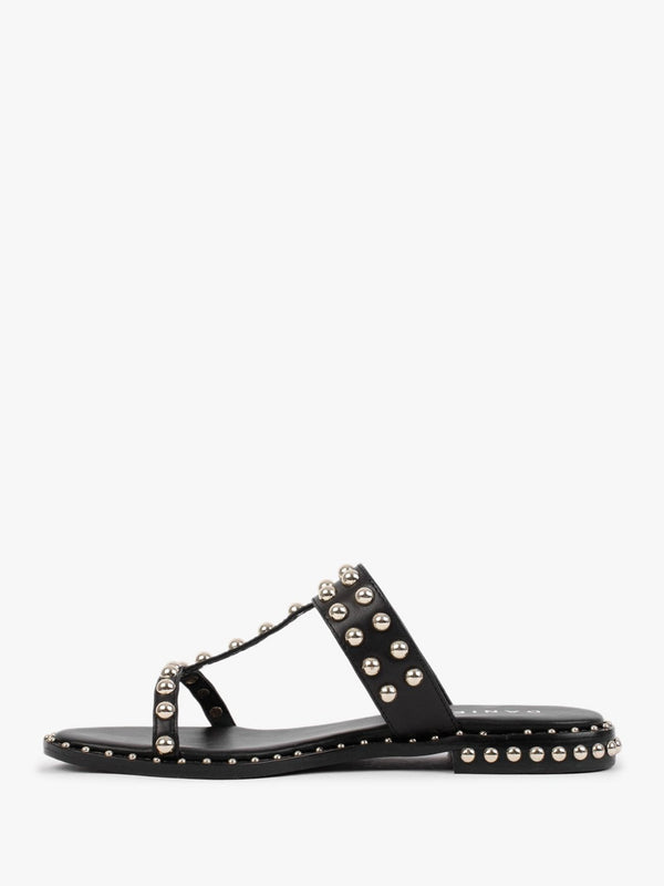 Eternity Black Leather Studded Mule Sandals