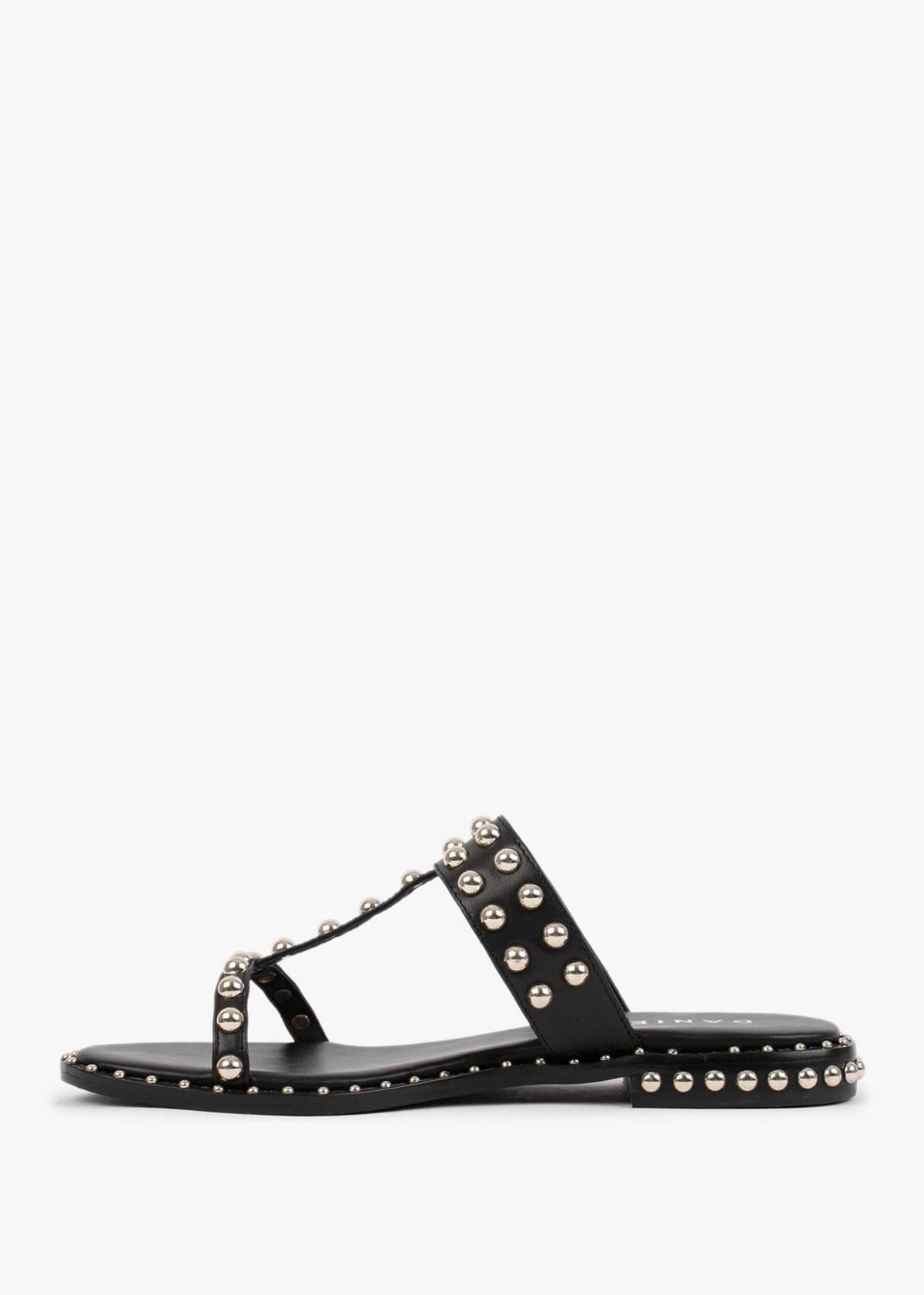 Eternity Black Leather Studded Mule Sandals