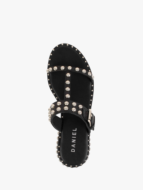 Eternity Black Leather Studded Mule Sandals