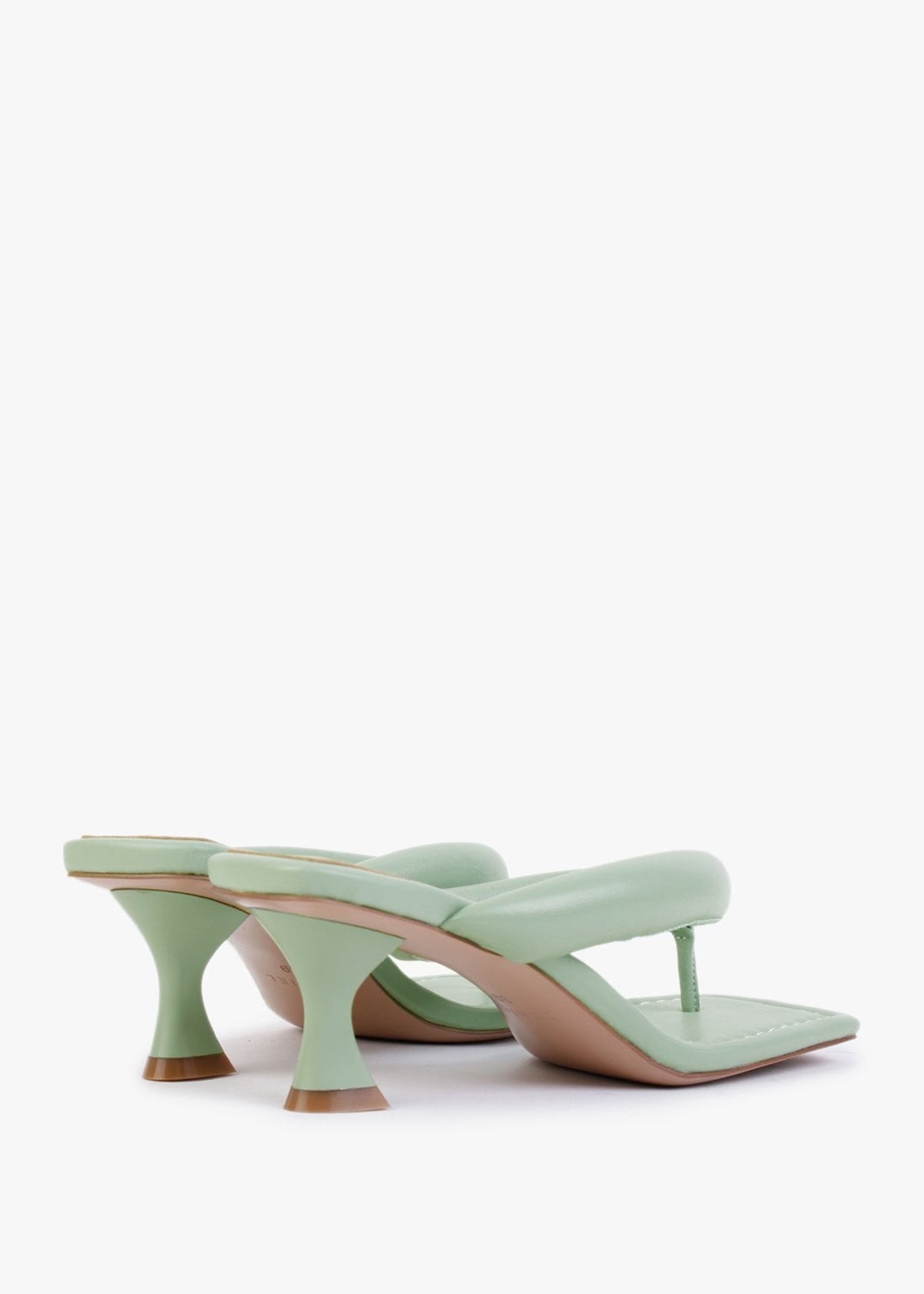 Evelyn Green Leather Pillow Strap Heeled Sandals