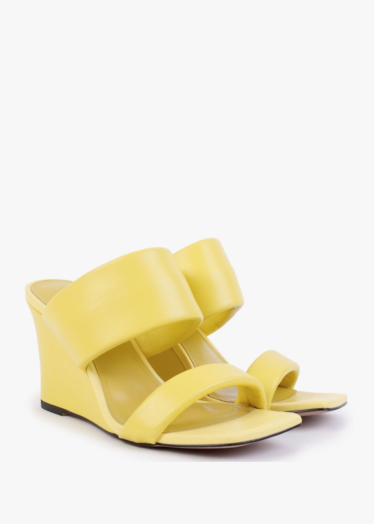Selegant Yellow Leather Wedge Sandals