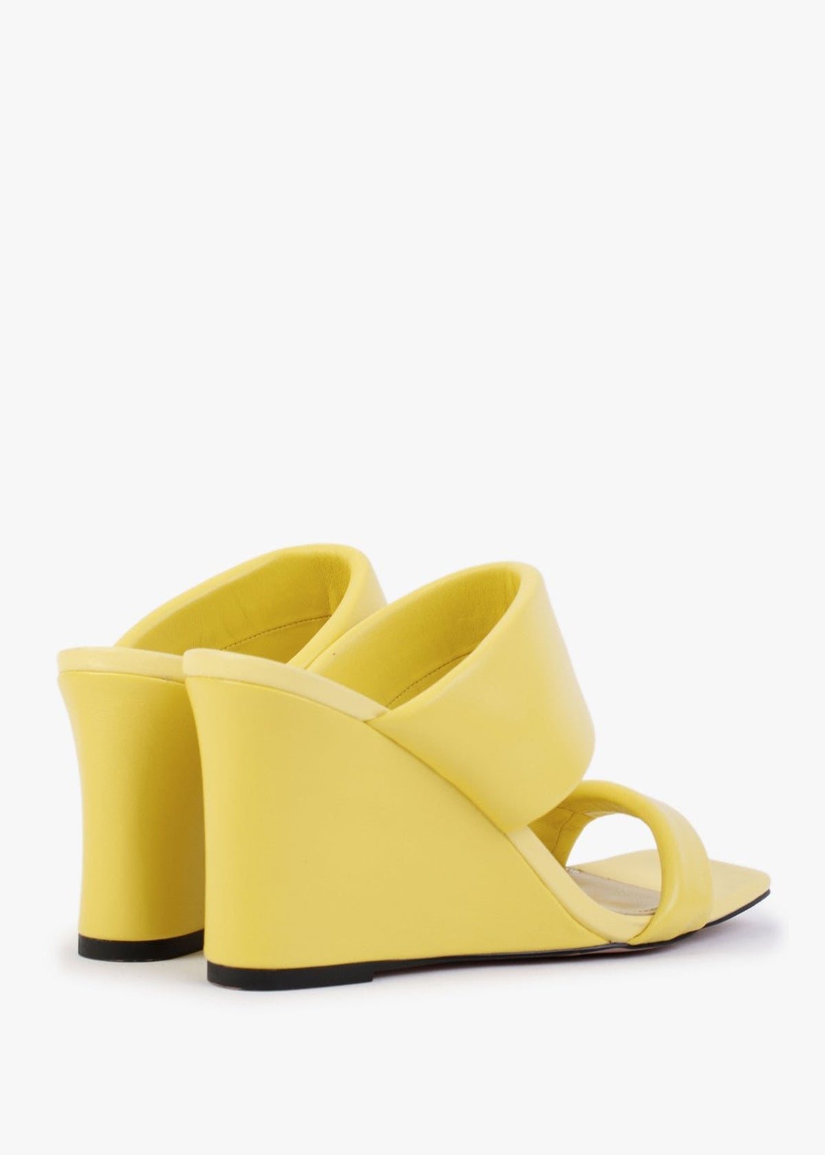 Selegant Yellow Leather Wedge Sandals